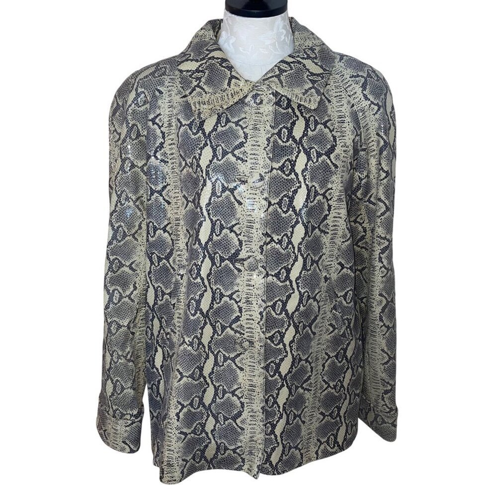 Dero by Rocco D Amelio Womens Jacket Size Small Gray Snake Skin Leather